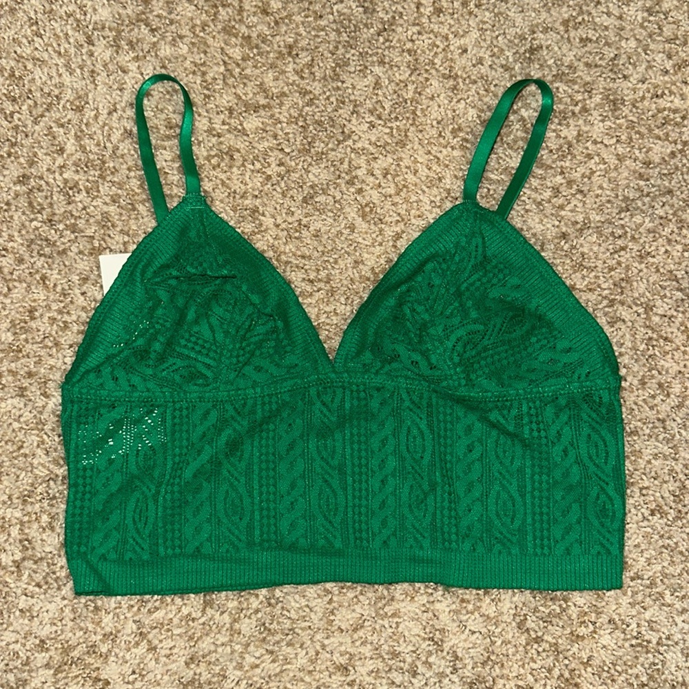 aerie Green Cable Lace Bralette
